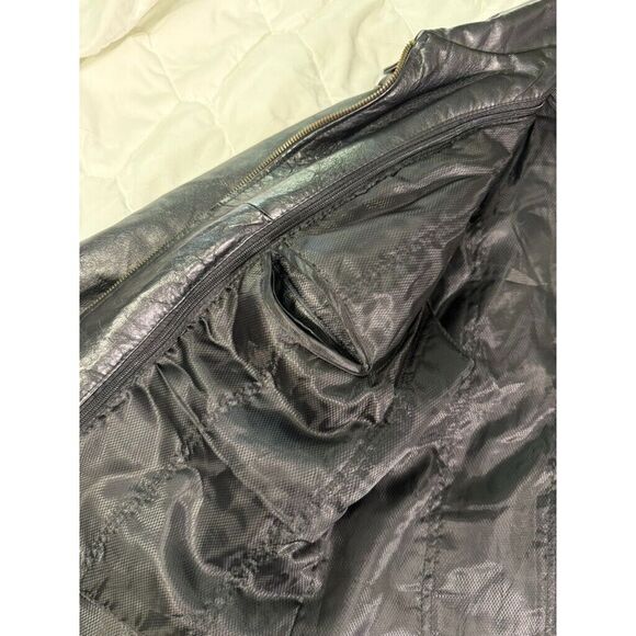 Vintage Phase Two Leather Jacket Mens Extra Large‎ Black Pockets Full Zip Lining - Picture 11 of 12
